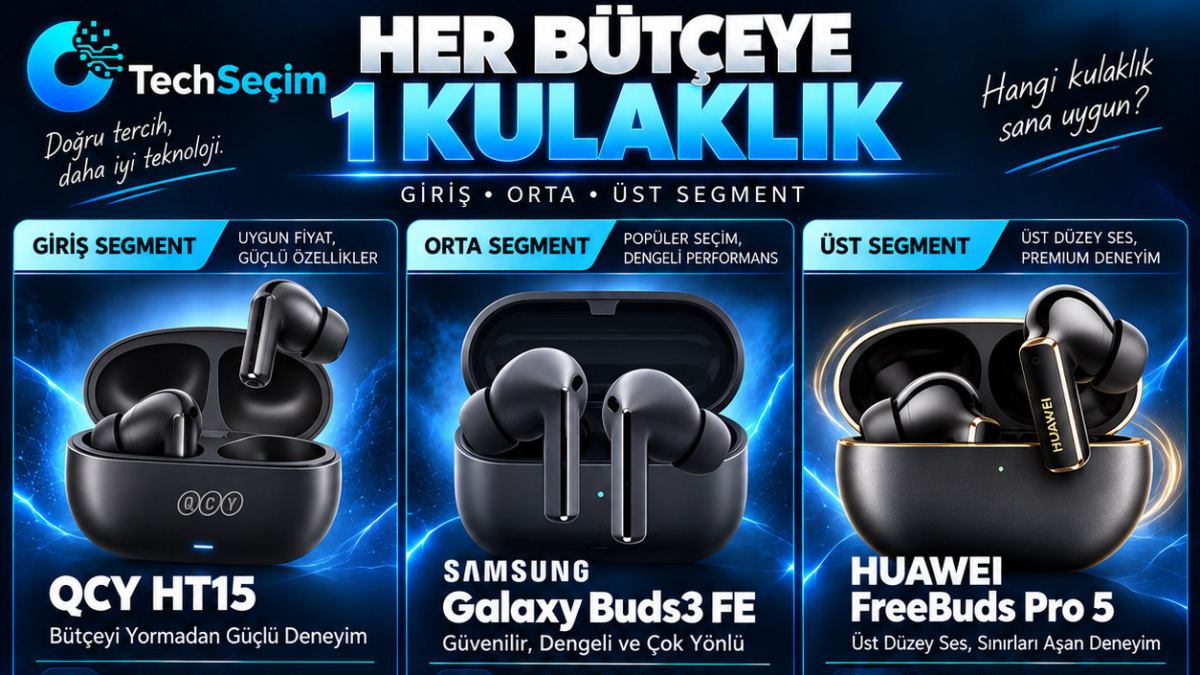 Her bütçeye bir kulaklık: QCY HT15, Galaxy Buds3 FE ve FreeBuds Pro 5 karşılaştırması