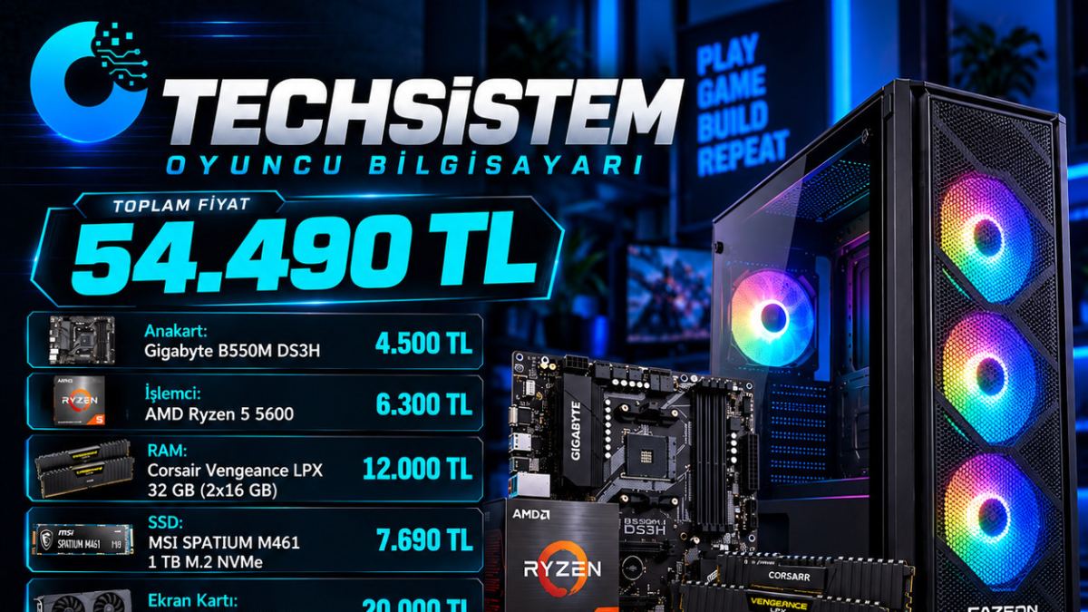 TechSistem: 54.490 TL'lik Ryzen 5 5600 + Intel Arc B580 oyuncu bilgisayarı